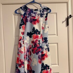 DKNY Floral Midi Dress - Blue, Red, White
